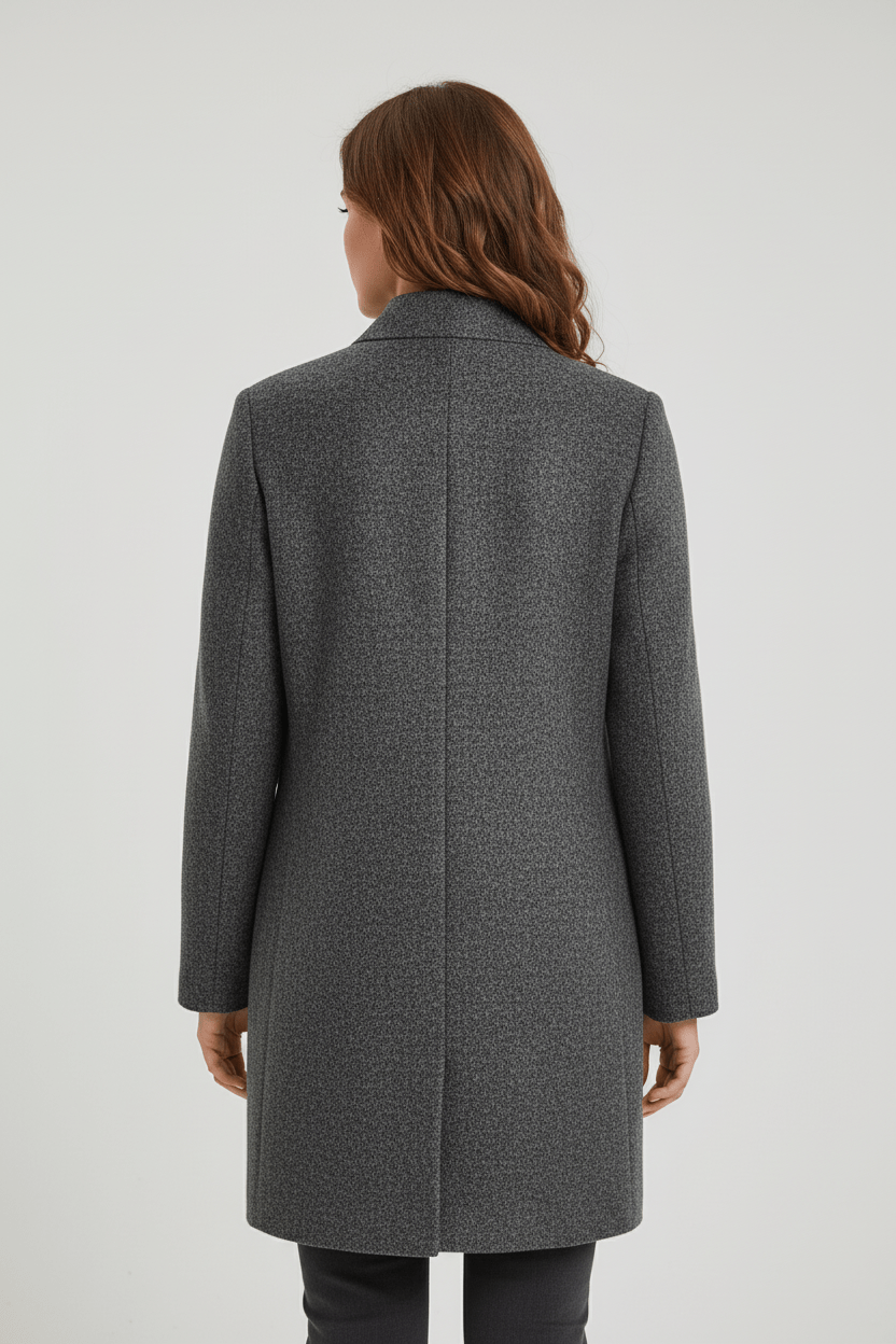 Donna cappotto da ufficio in misto lana, taglio aderente, caldo, elegante, senza tempo