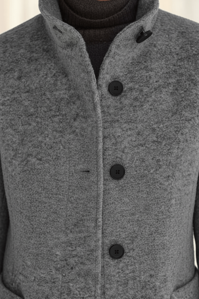 Donna cappotto da ufficio in misto lana, taglio aderente, caldo, elegante, senza tempo