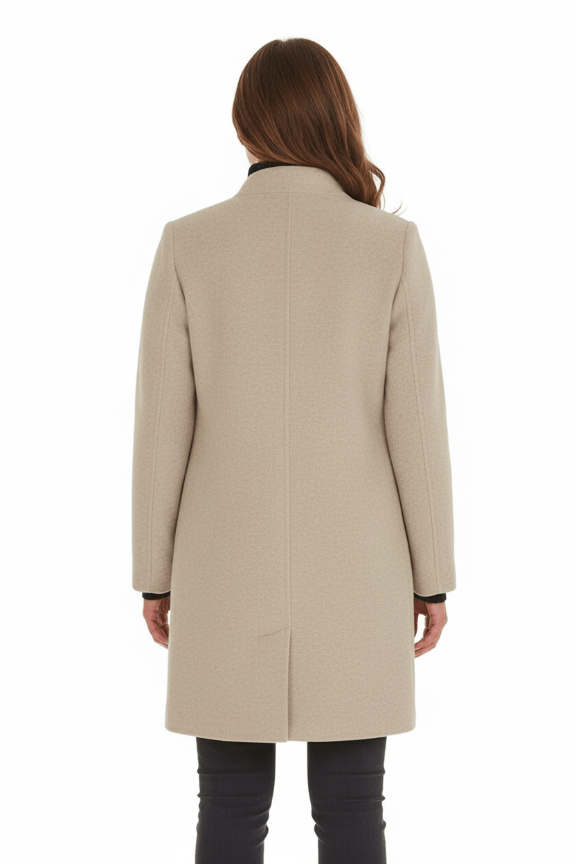 Donna cappotto da ufficio in misto lana, taglio aderente, caldo, elegante, senza tempo