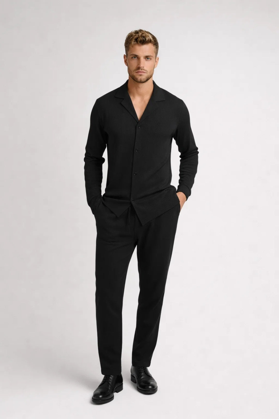Ensemble Deux Pièces pour Homme avec Chemise à Manches Longues et Pantalon en Coton