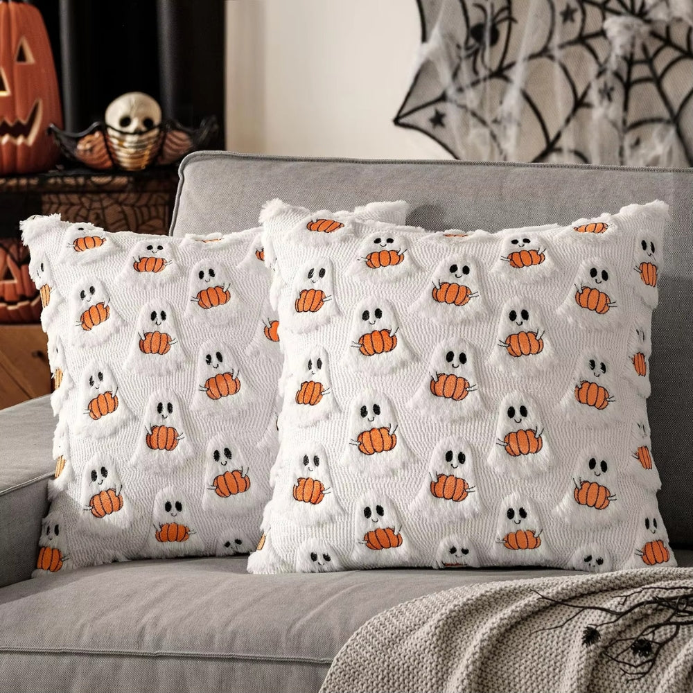 Soft Plush Pumpkin Cushion Cover, Halloween Living Room Décoration