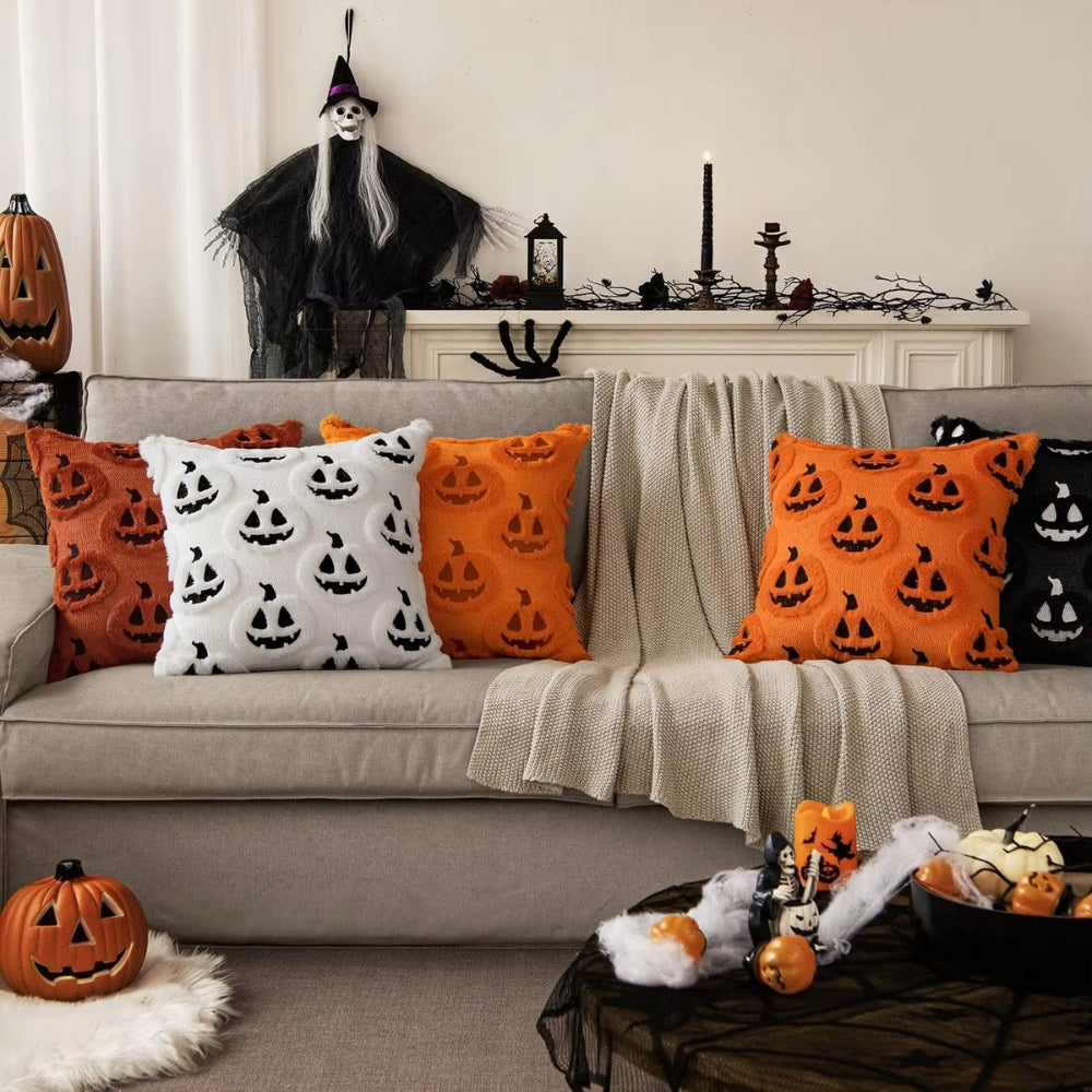 Soft Plush Pumpkin Cushion Cover, Halloween Living Room Décoration