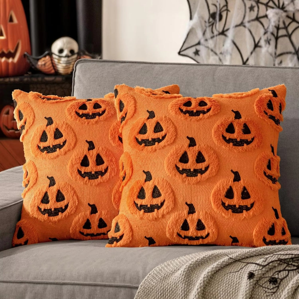 Soft Plush Pumpkin Cushion Cover, Halloween Living Room Décoration