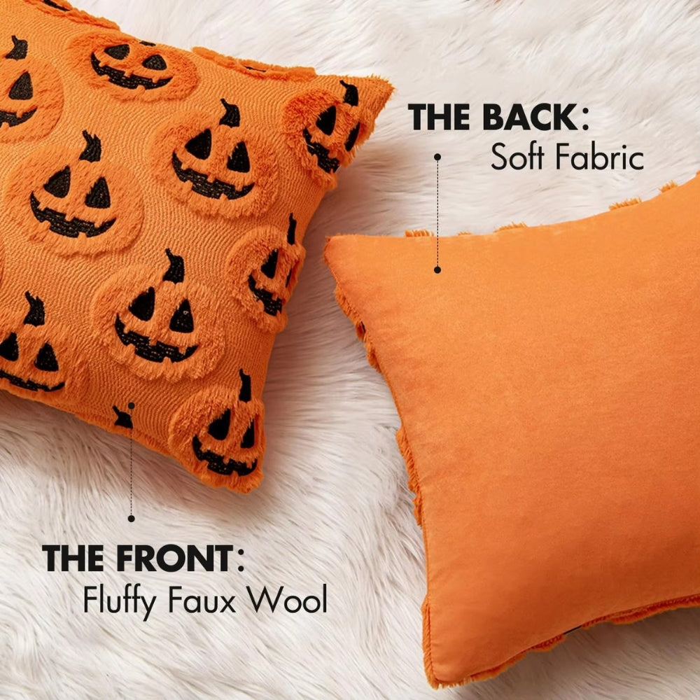 Soft Plush Pumpkin Cushion Cover, Halloween Living Room Décoration