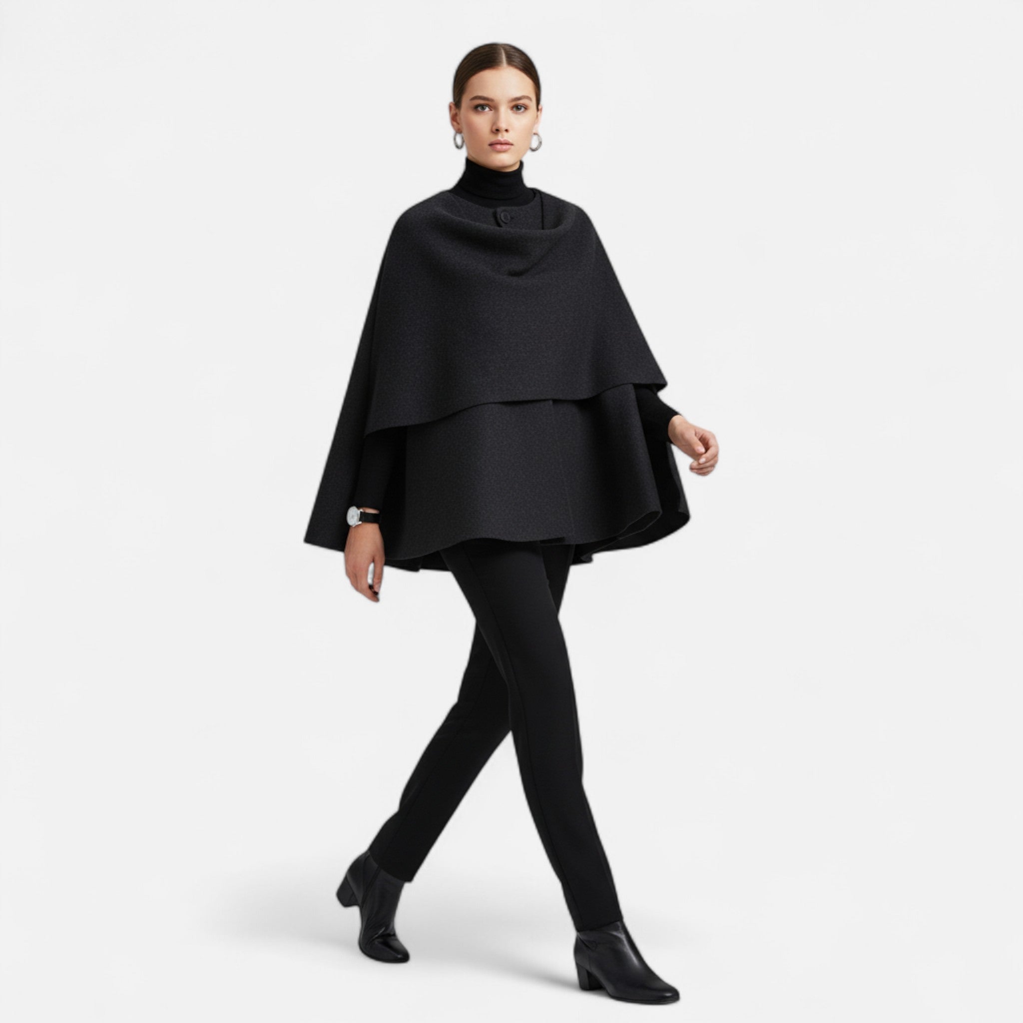 Velclairemode | Women's Mid-Season Jacket with Asymmetrical Scarf