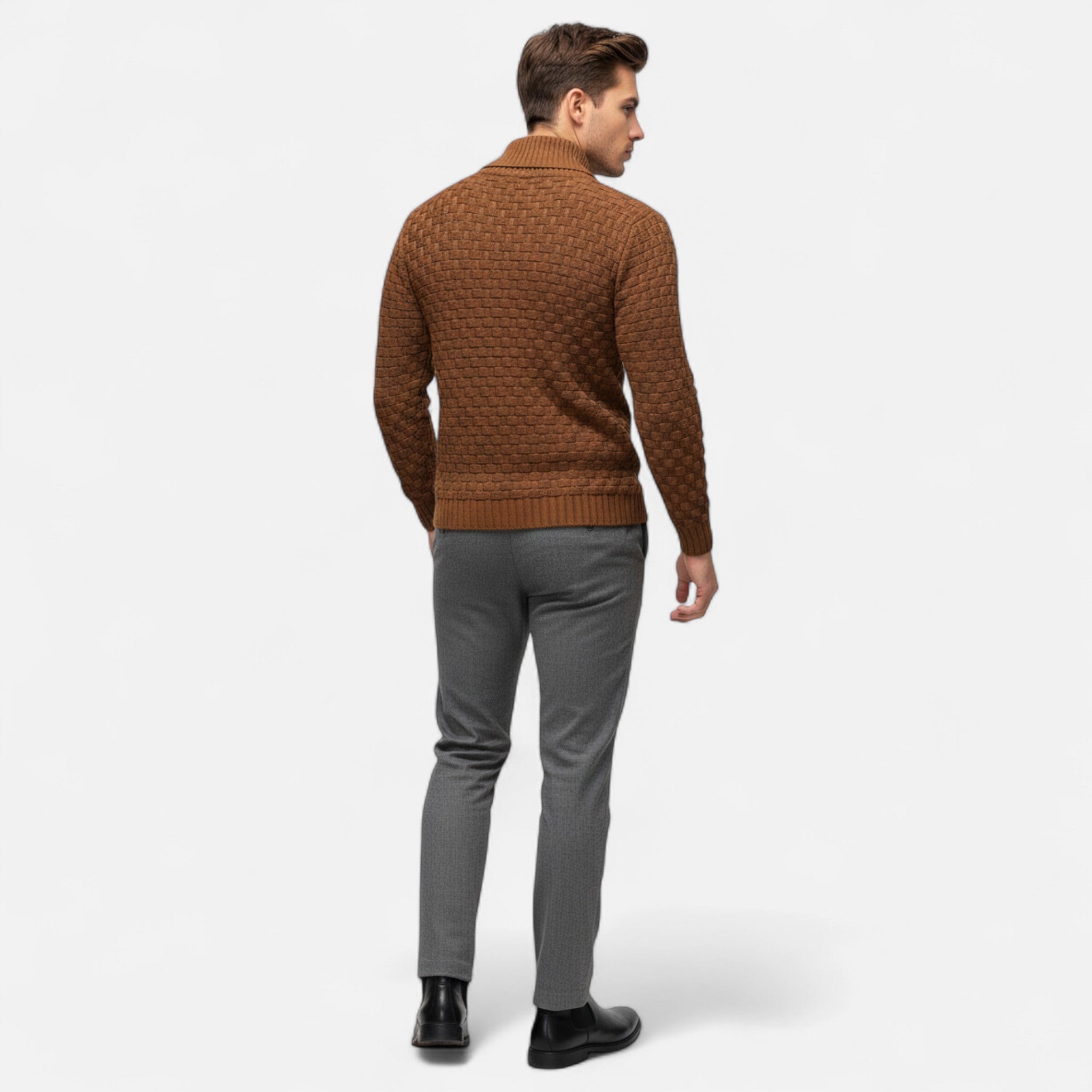 Velclairemode | Men's Chic Waffle Knit Sweater for Winter