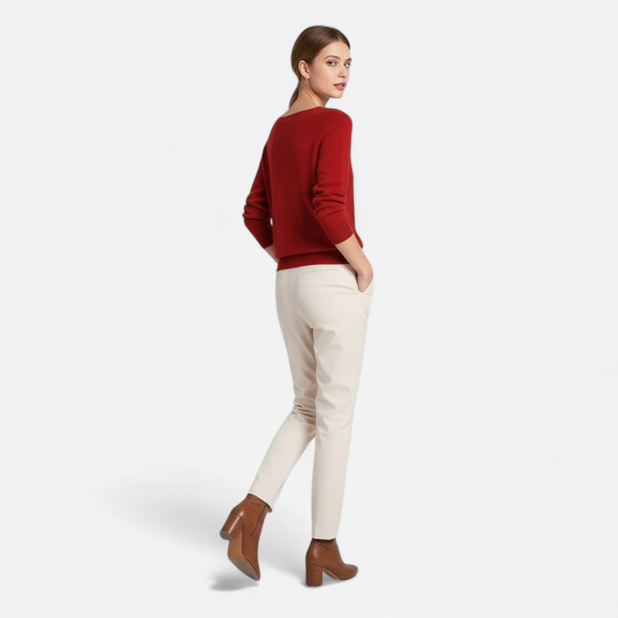 Velclairemode | Women's Merino Wool Crew Neck Sweater