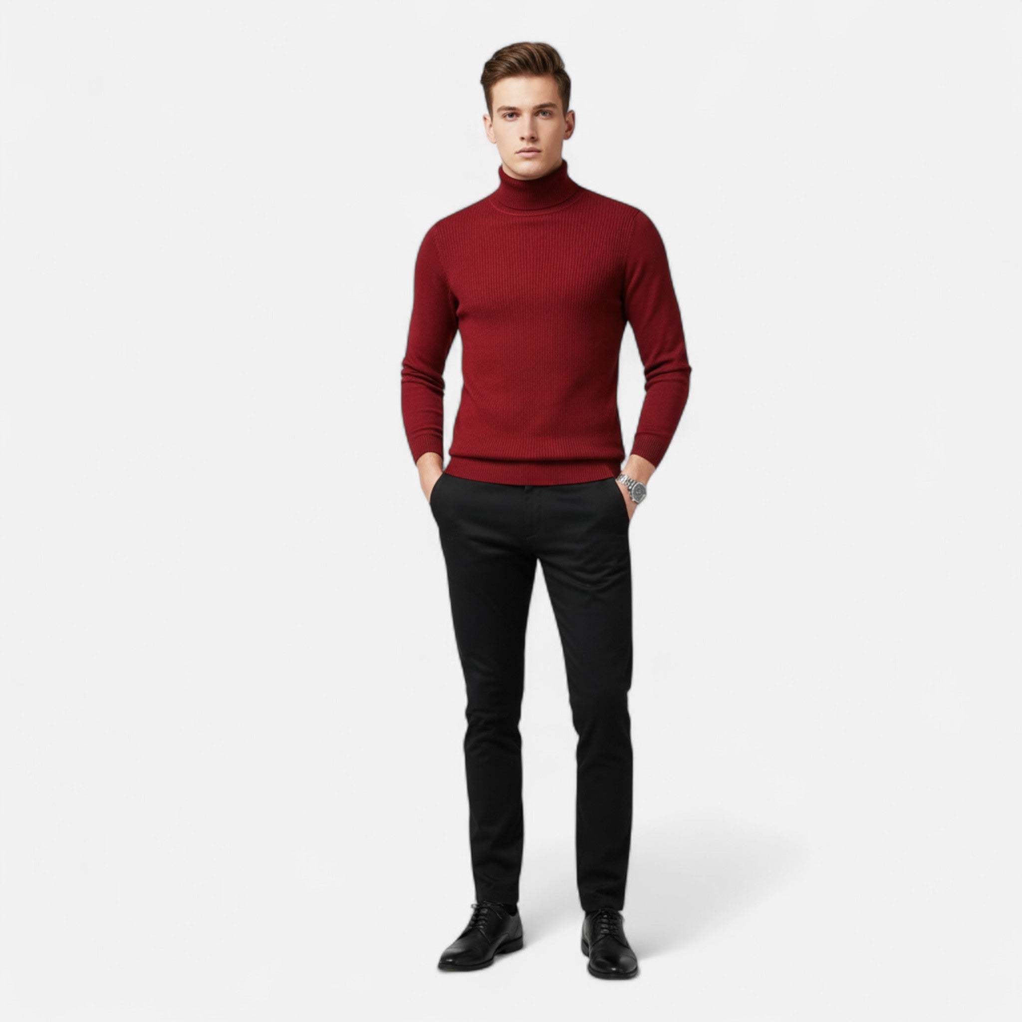 Velclairemode | Men's Thermal Top with Stand-Up Collar for Autumn and Winter