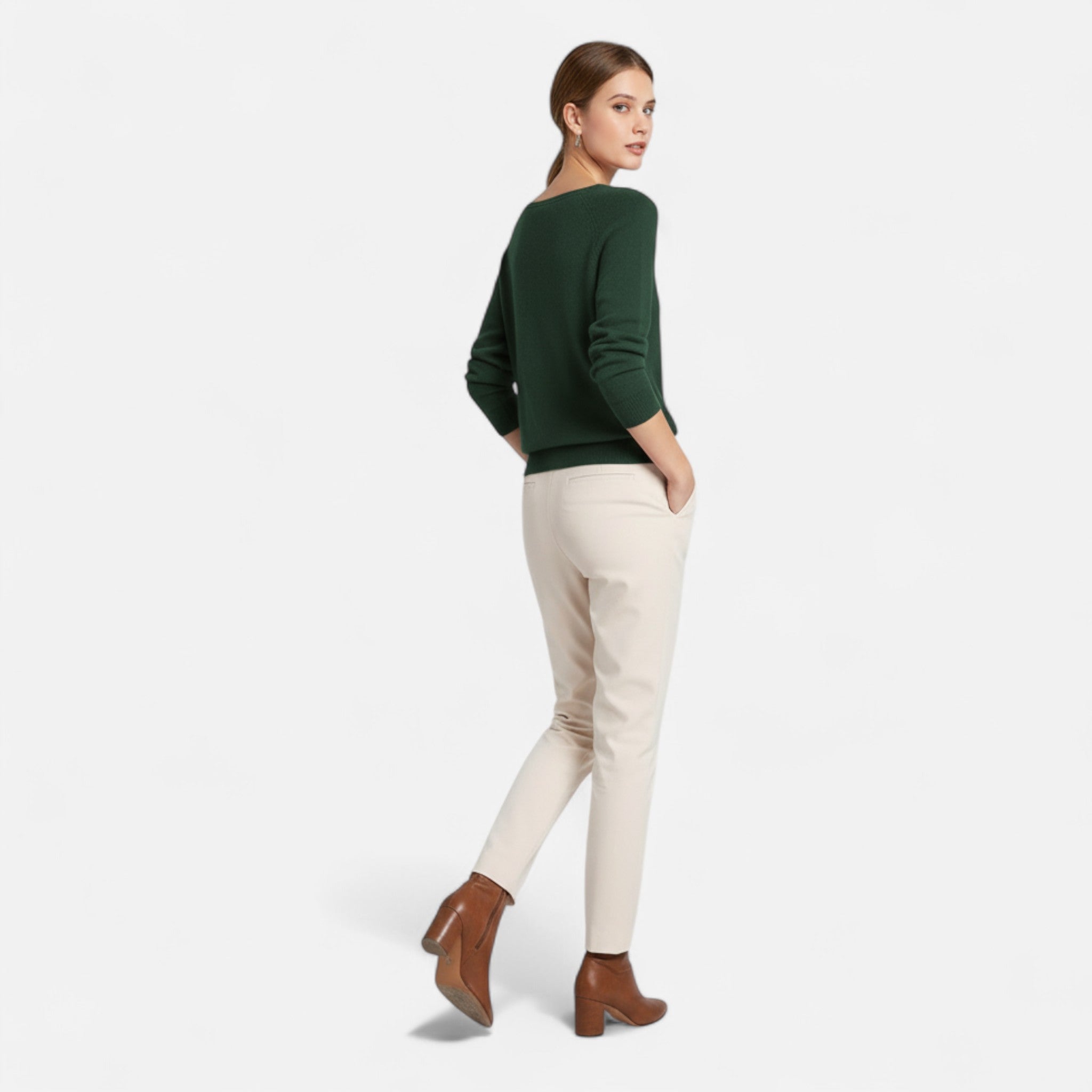 Velclairemode | Women's Merino Wool Crew Neck Sweater
