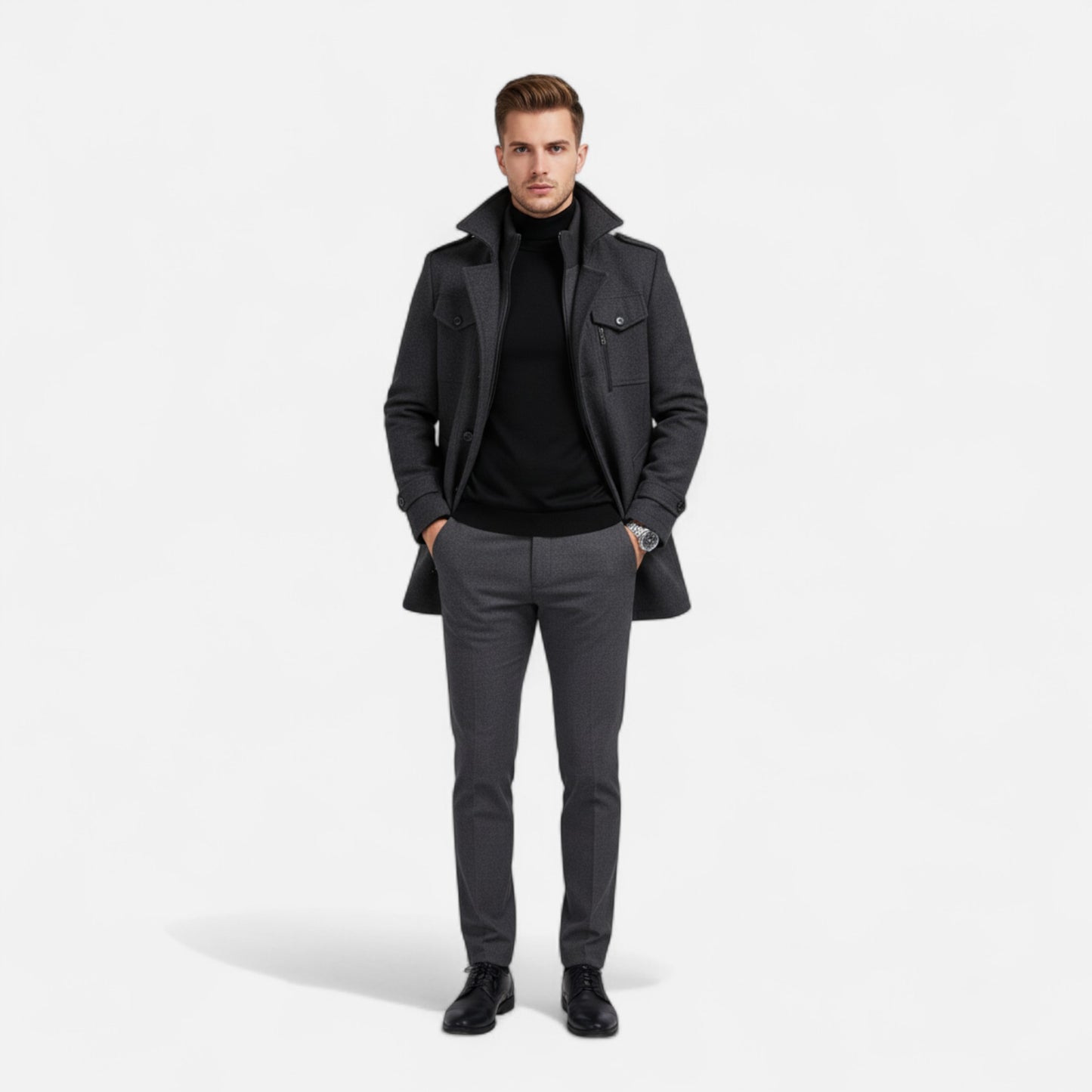 Velclairemode | Manteau Homme Tweed Double-Boutonnage Automne-Hiver