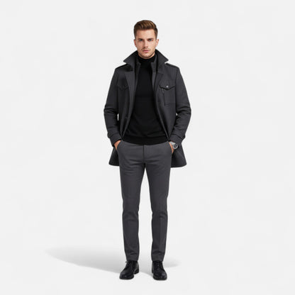 Velclairemode | Manteau Homme Tweed Double-Boutonnage Automne-Hiver