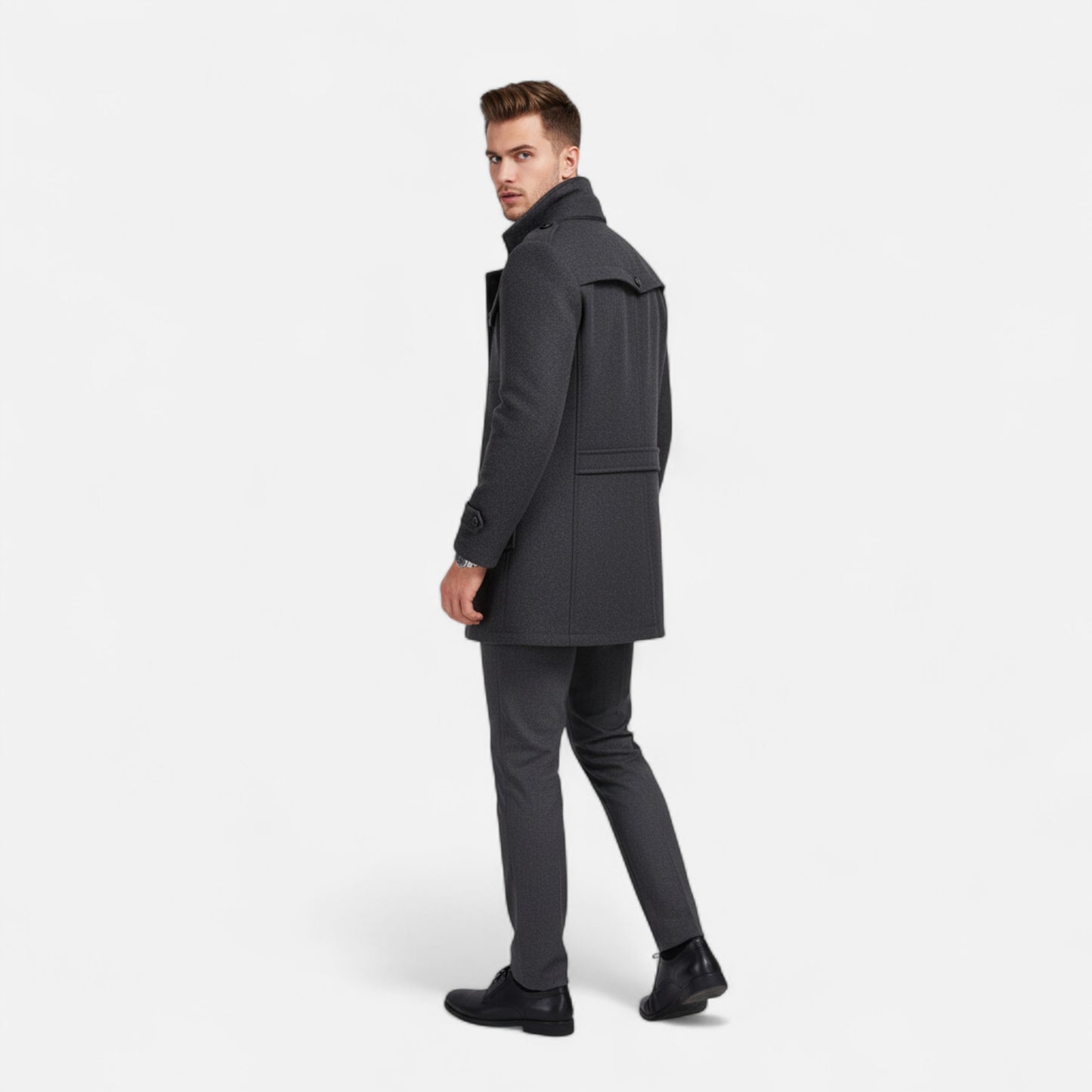Velclairemode | Manteau Homme Tweed Double-Boutonnage Automne-Hiver