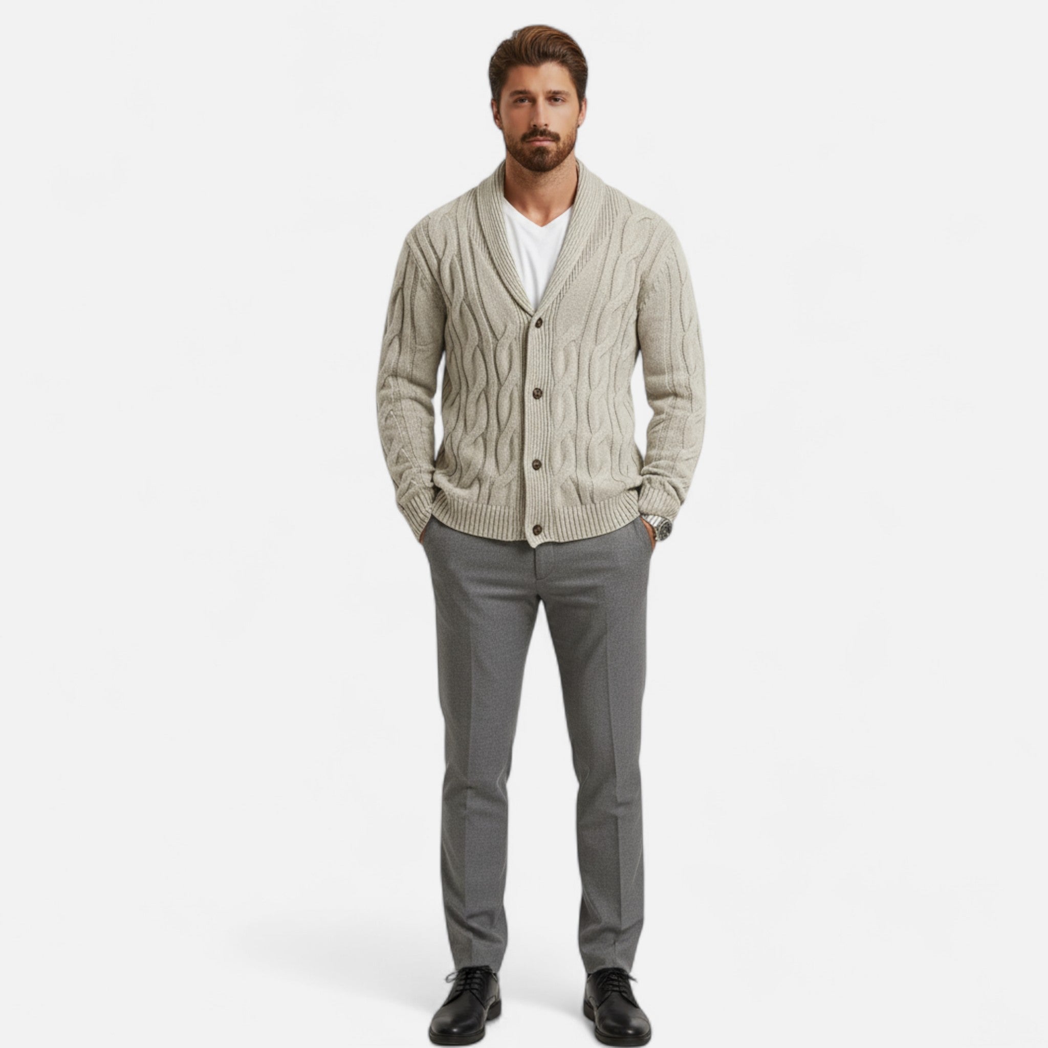 Velclairemode | Men's Cardigan Geometric Patterns Winter Elegance