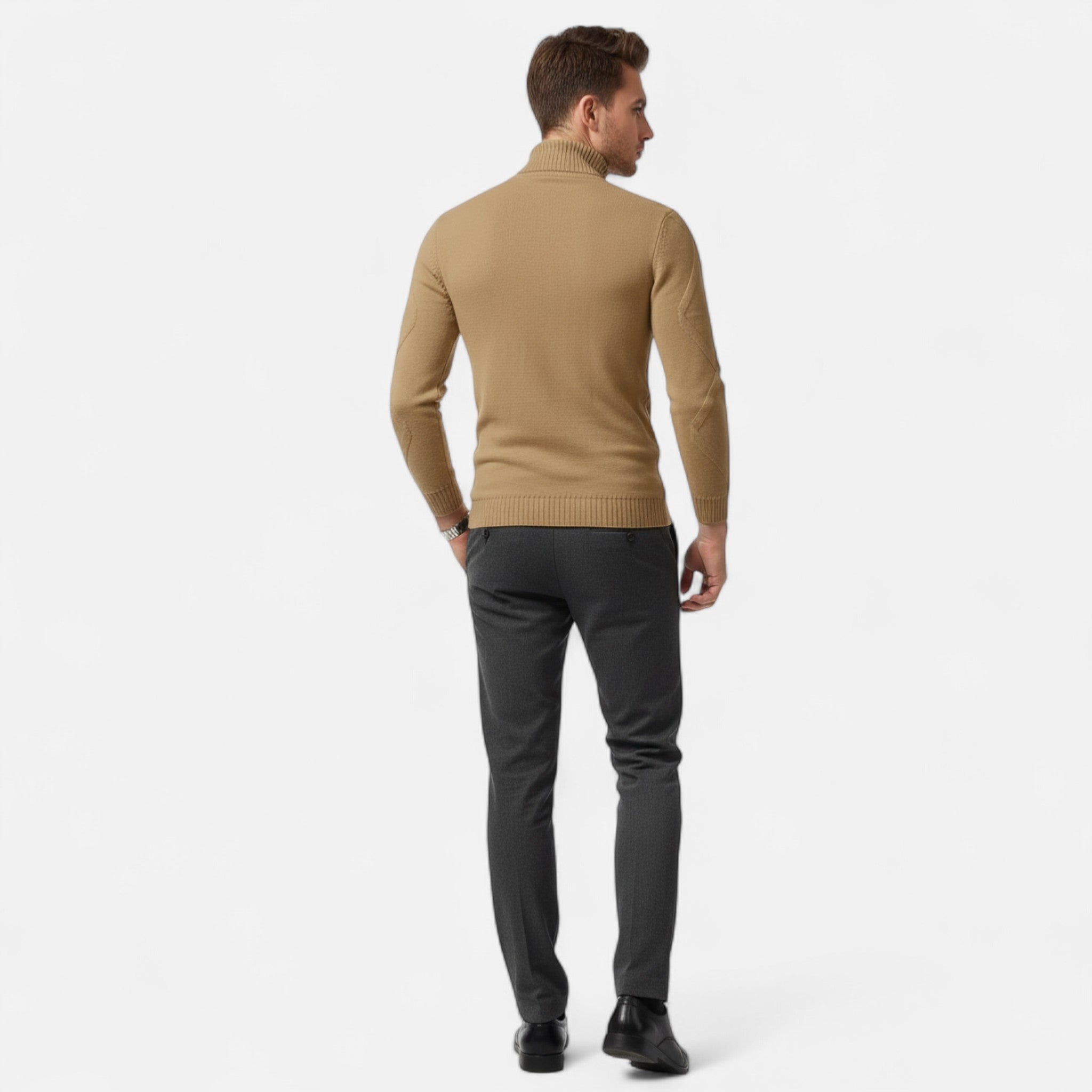Velclairemode | Men's Ribbed Knit High Neck Sweater Winter