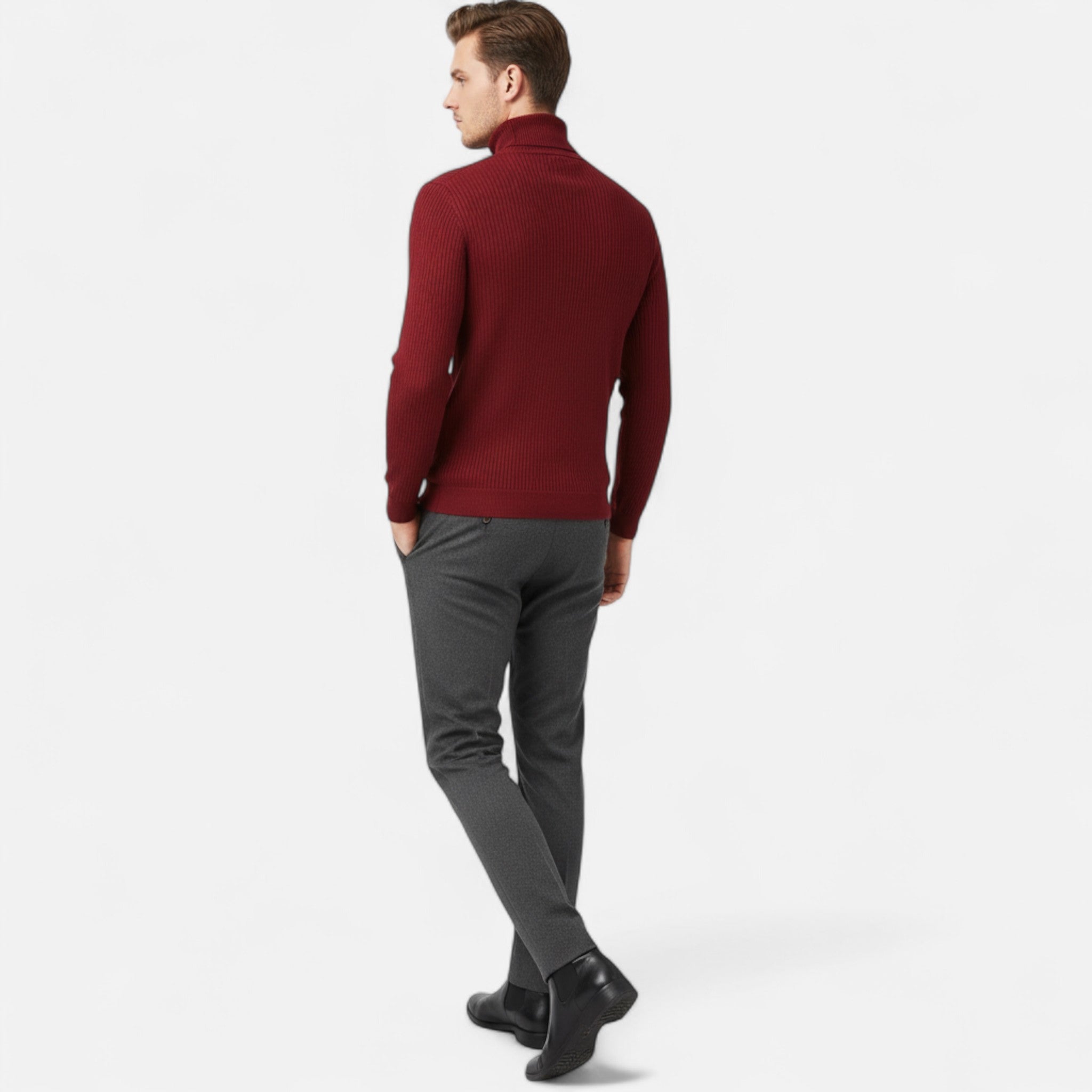 Velclairemode | Men's Lapel Collar Soft Wool Sweater