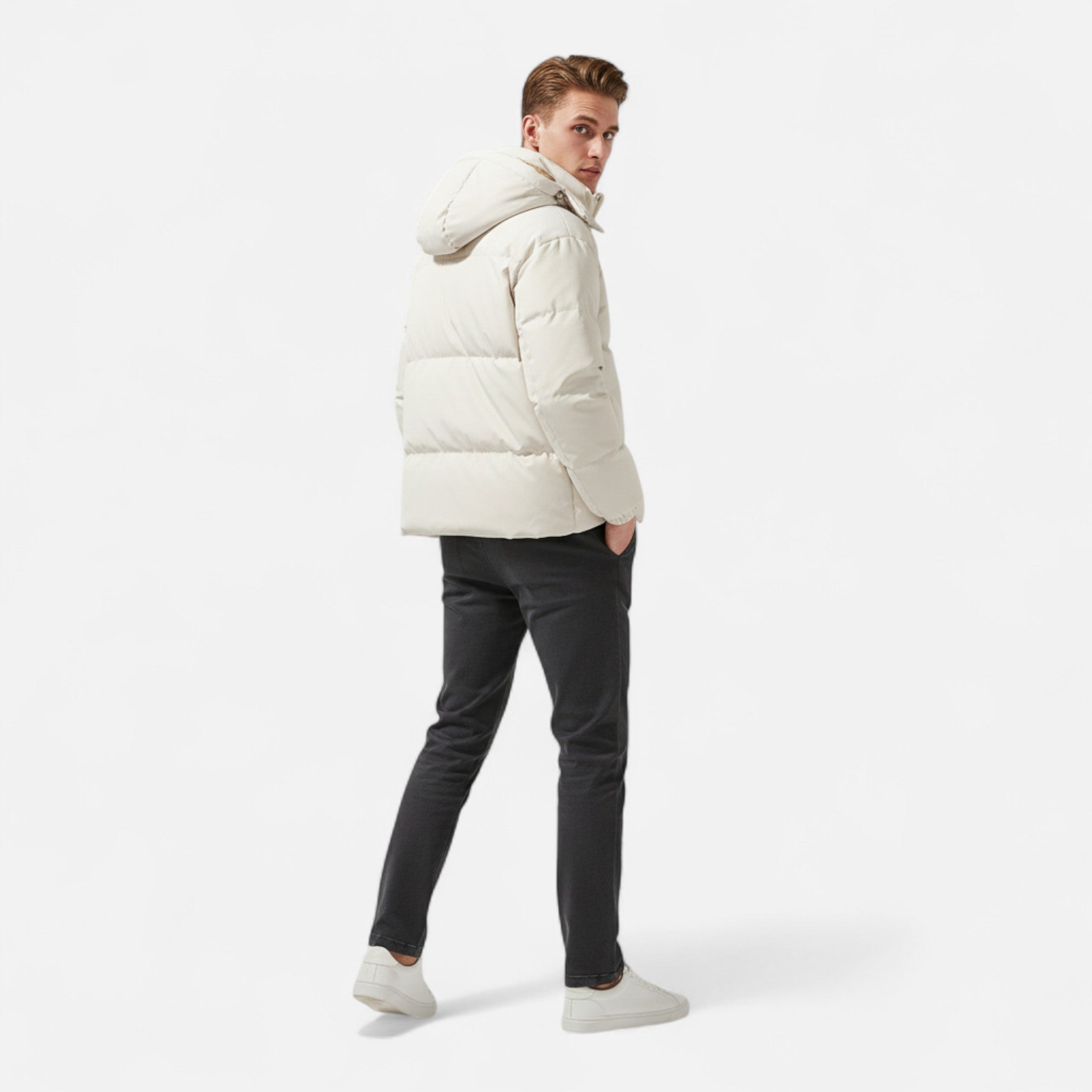 Velclairemode | Men's Windproof Jacket with Removable Hood