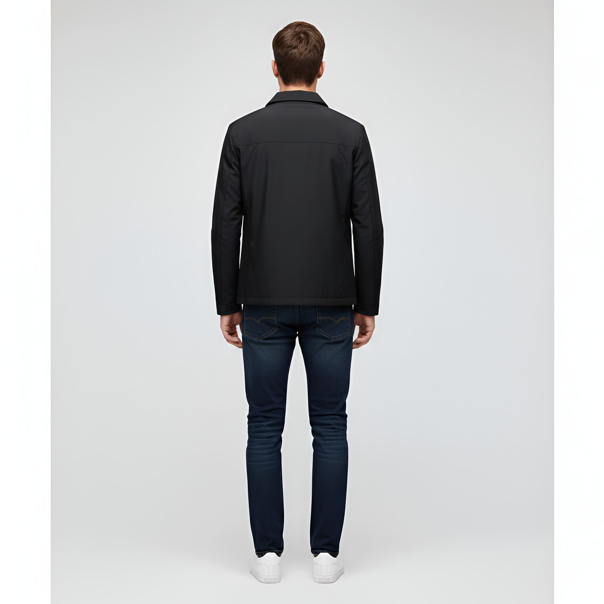 Veste Légère pour Homme avec Fermeture Éclair et Col Rabattu en Polyester