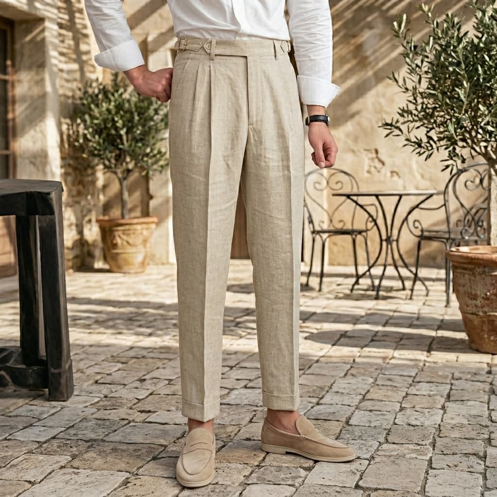 Pantaloni eleganți pentru bărbați — 100% in — croială ajustată — nuntă