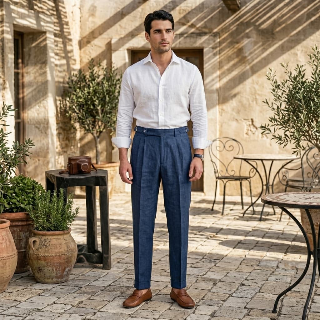 Pantaloni eleganți pentru bărbați — 100% in — croială ajustată — nuntă