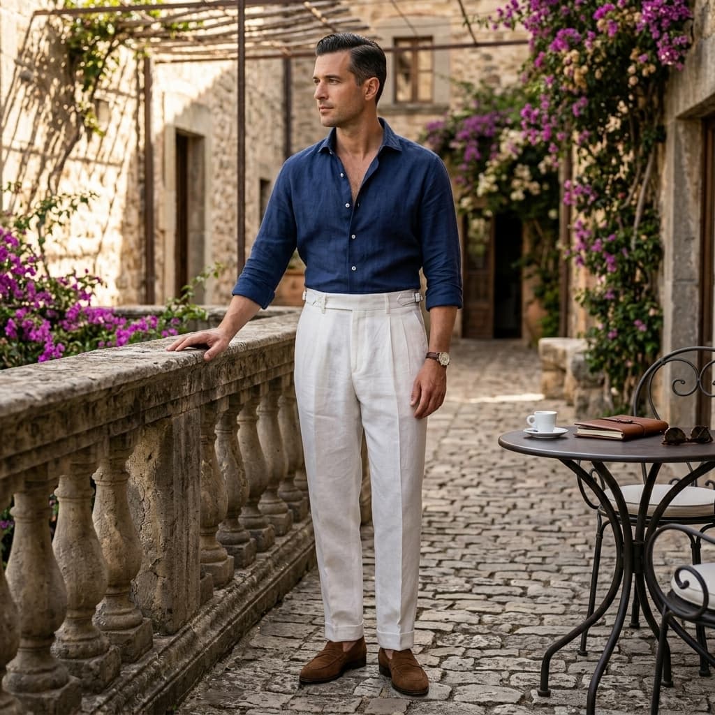 Pantaloni eleganți pentru bărbați — 100% in — croială ajustată — nuntă