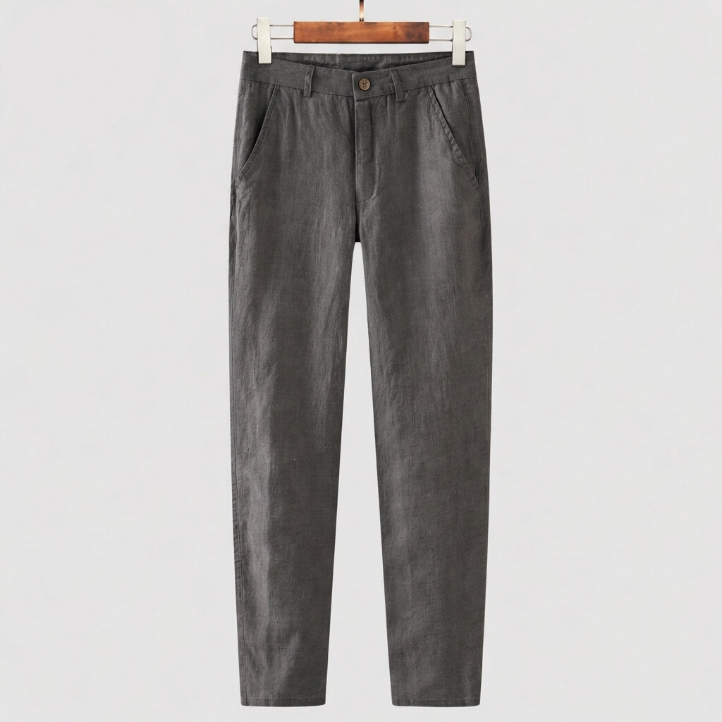 Pantalon en lin homme — coupe droite — tenue décontractée quotidienne