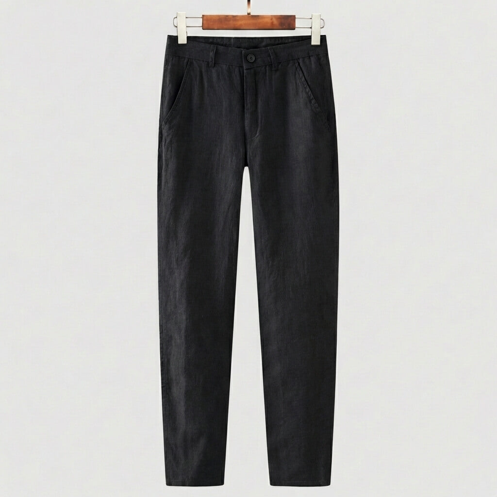 Pantalon en lin homme — coupe droite — tenue décontractée quotidienne