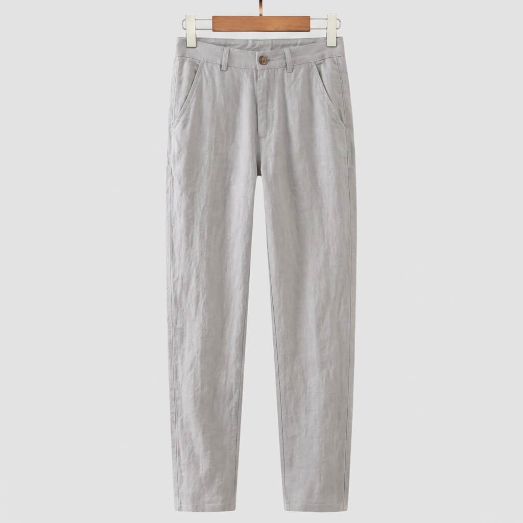 Pantalon en lin homme — coupe droite — tenue décontractée quotidienne