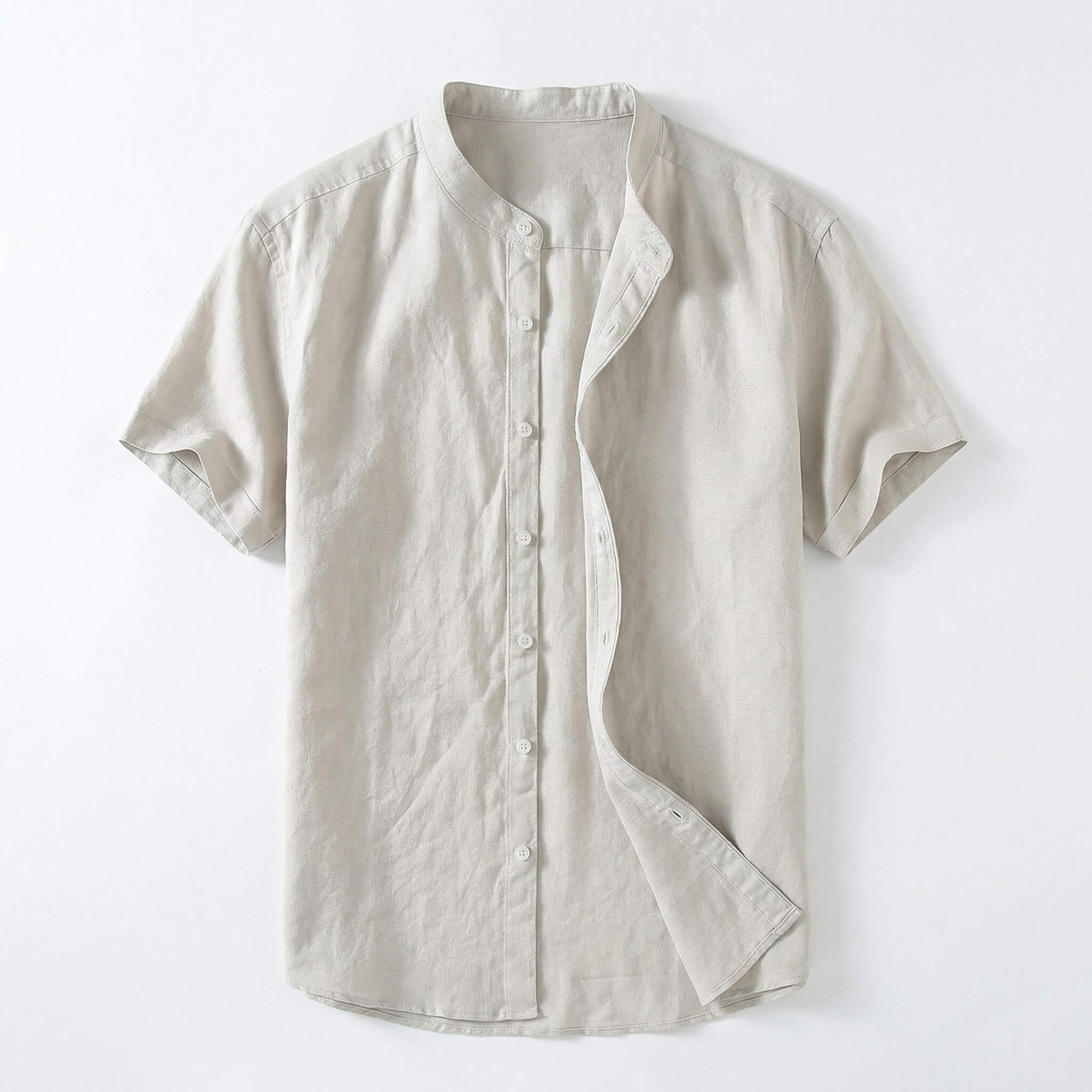 Chemise en lin homme — col officier manches courtes — tenue de plage