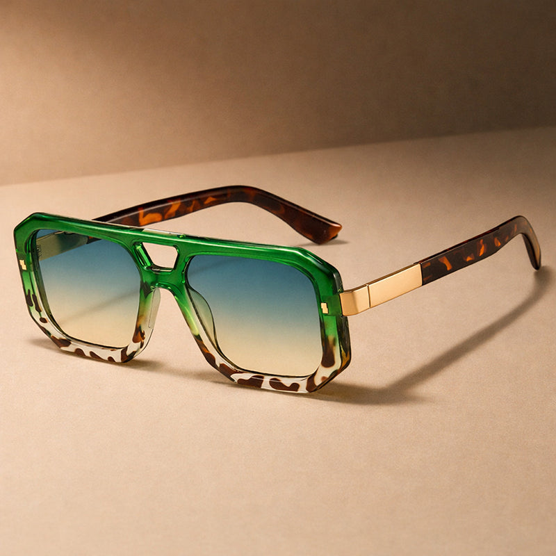 Lunettes de soleil carrées double pont style punk protection UV400 unisexe