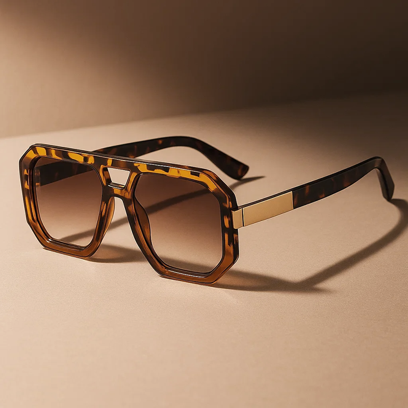 Lunettes de soleil carrées double pont style punk protection UV400 unisexe