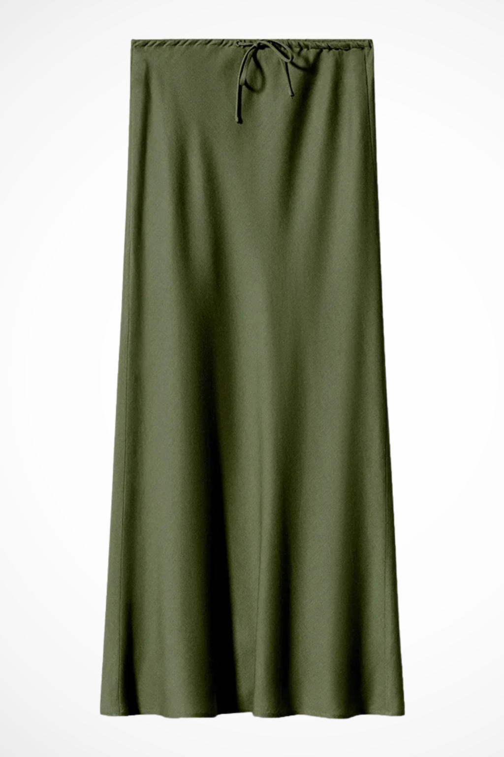 Jupe Longue en Satin à Taille Haute Froncée et Panneaux Superposés