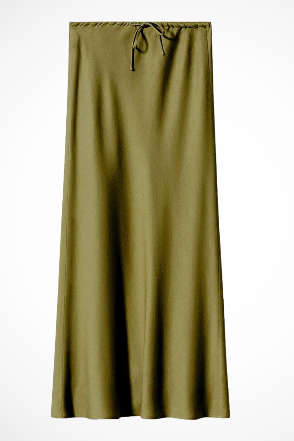 Jupe Longue en Satin à Taille Haute Froncée et Panneaux Superposés