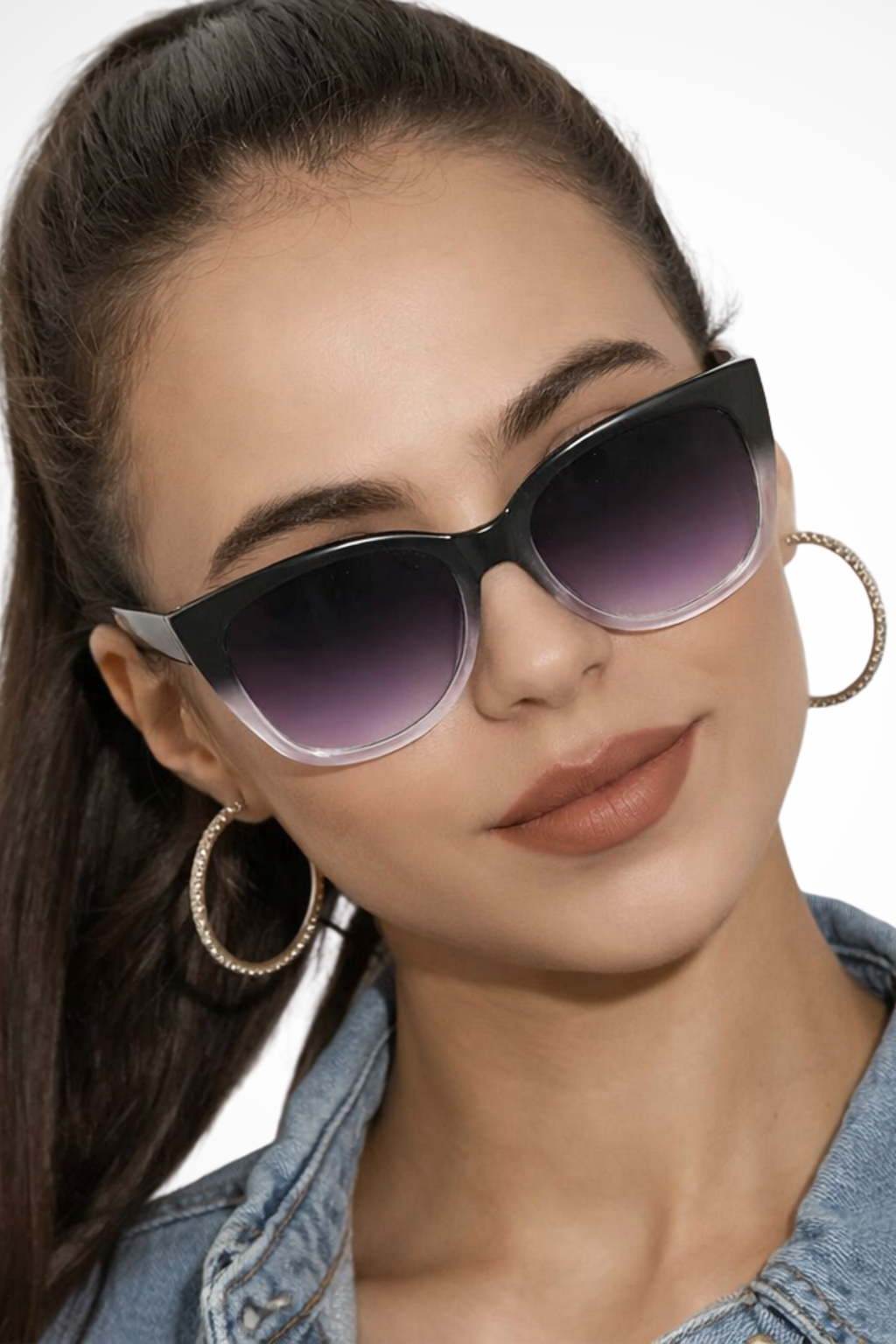 Óculos de sol oversized estilo vintage com armação degradê