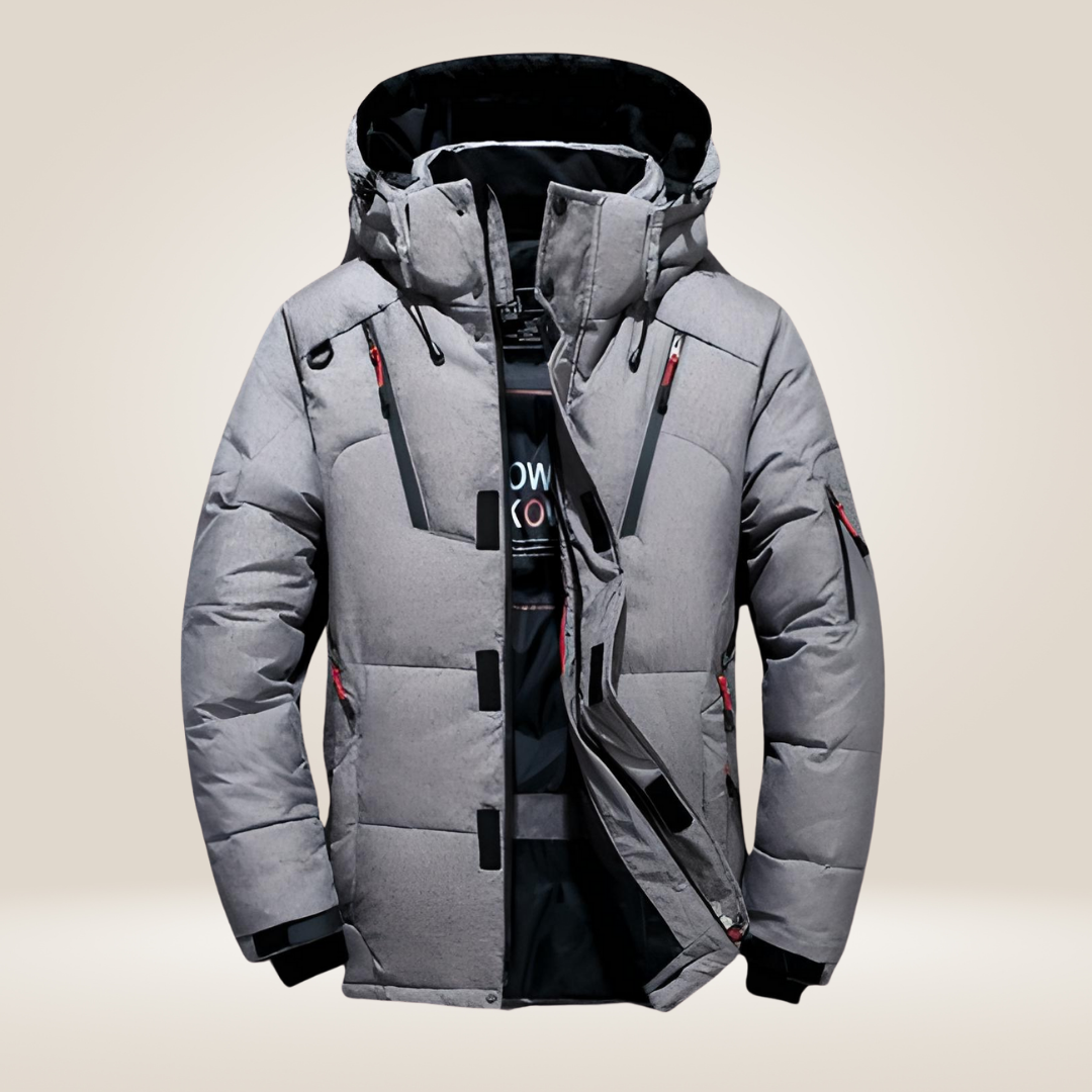 Hombre Chaqueta Acolchada Exterior Plumón de Ganso Resistente al Agua Diseño Sencillo Versátil