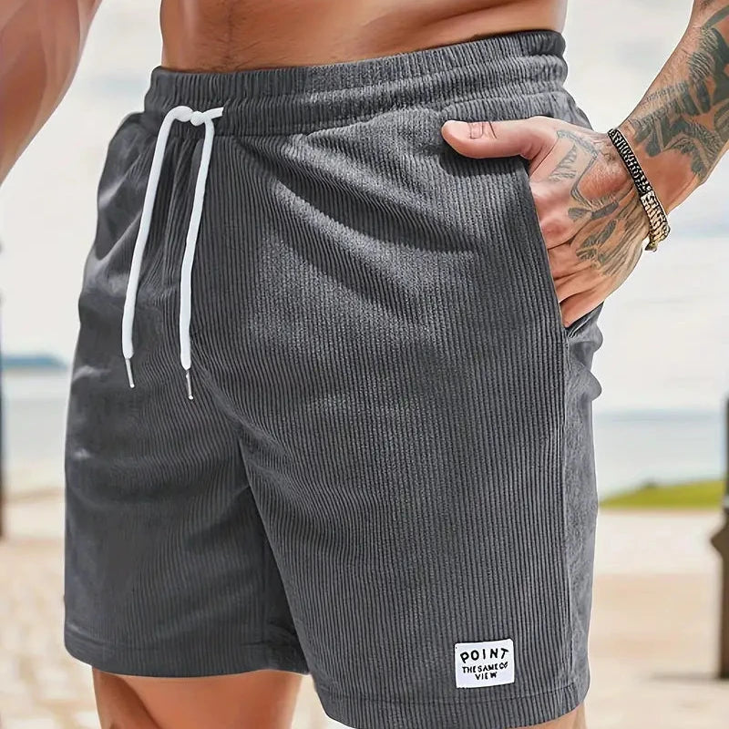 Short velvet men's shorts | casual bermuda with drawstring