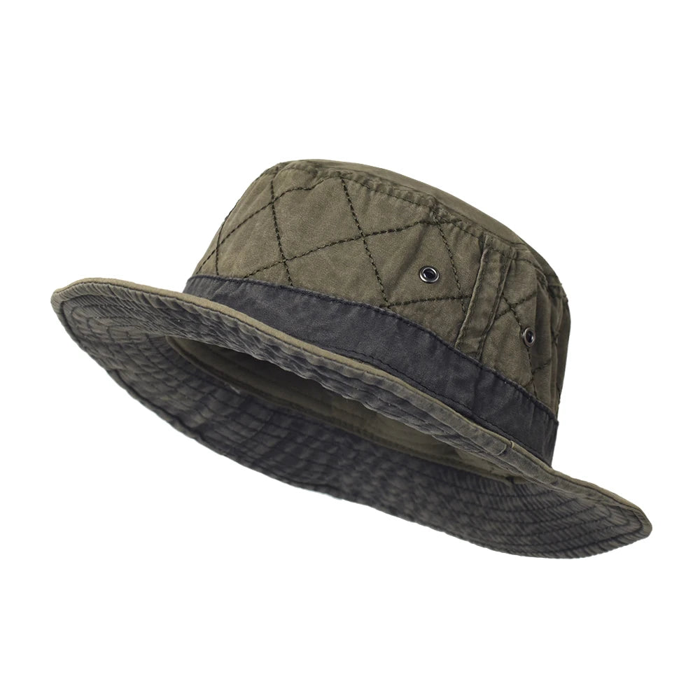 Unisex washed cotton Panama-style bucket sun hat for leisure