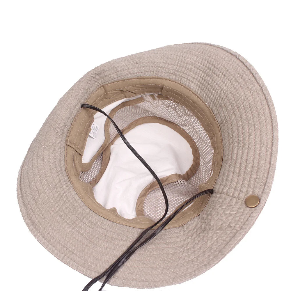 Bucket hat chapeau de soleil unisexe en coton avec maille aérée été