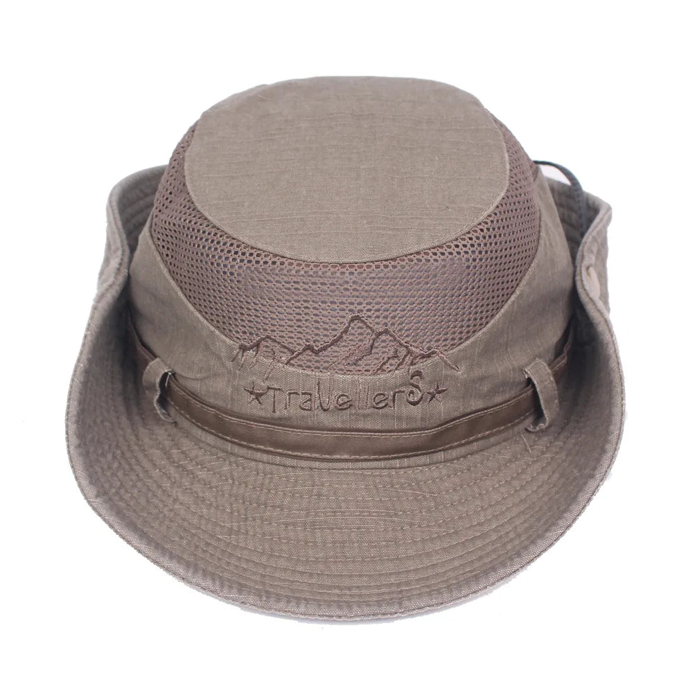 Bucket hat chapeau de soleil unisexe en coton avec maille aérée été