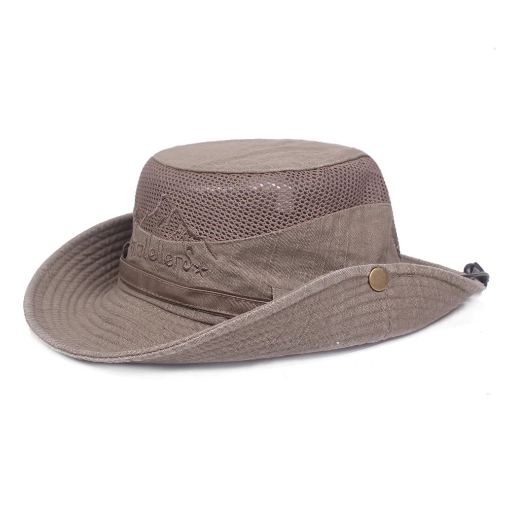 Bucket hat chapeau de soleil unisexe en coton avec maille aérée été