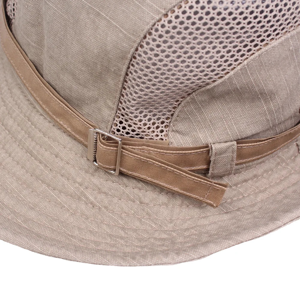 Bucket hat chapeau de soleil unisexe en coton avec maille aérée été