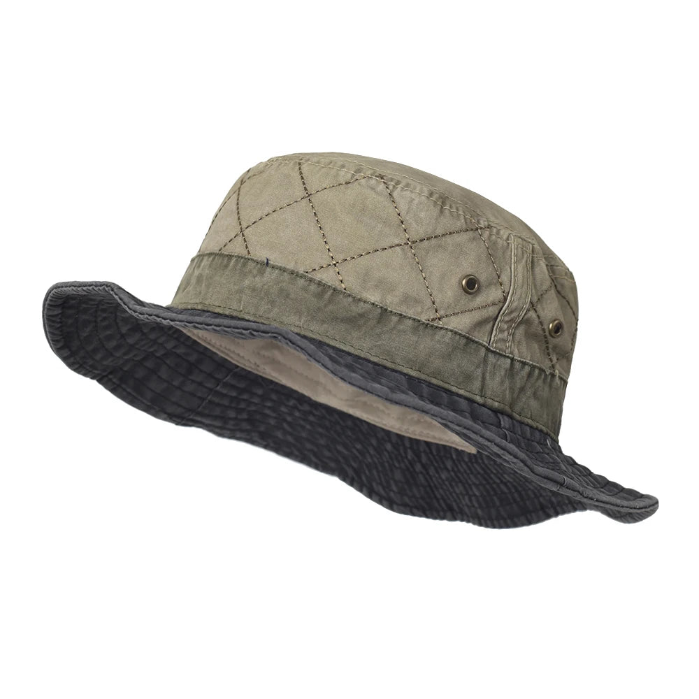 Unisex washed cotton Panama-style bucket sun hat for leisure