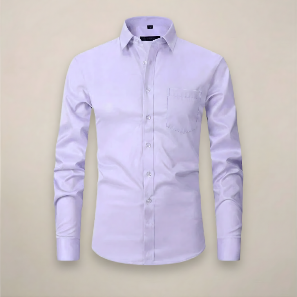 Camisa de hombre de manga larga — corte estructurado e inarrugable — oficina
