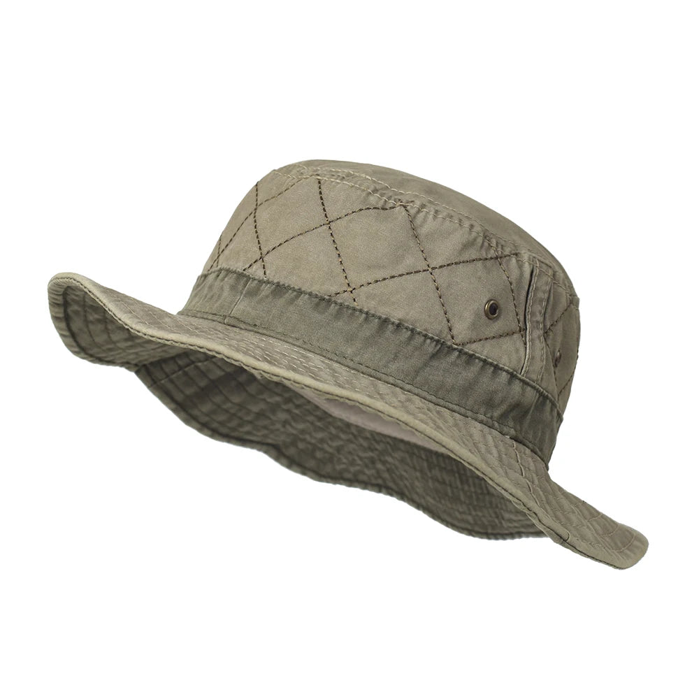 Unisex washed cotton Panama-style bucket sun hat for leisure