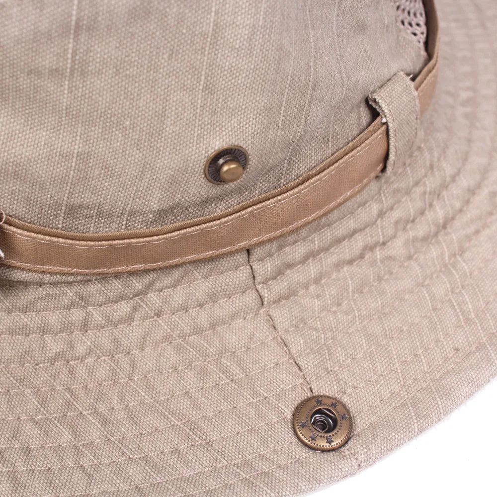 Bucket hat chapeau de soleil unisexe en coton avec maille aérée été