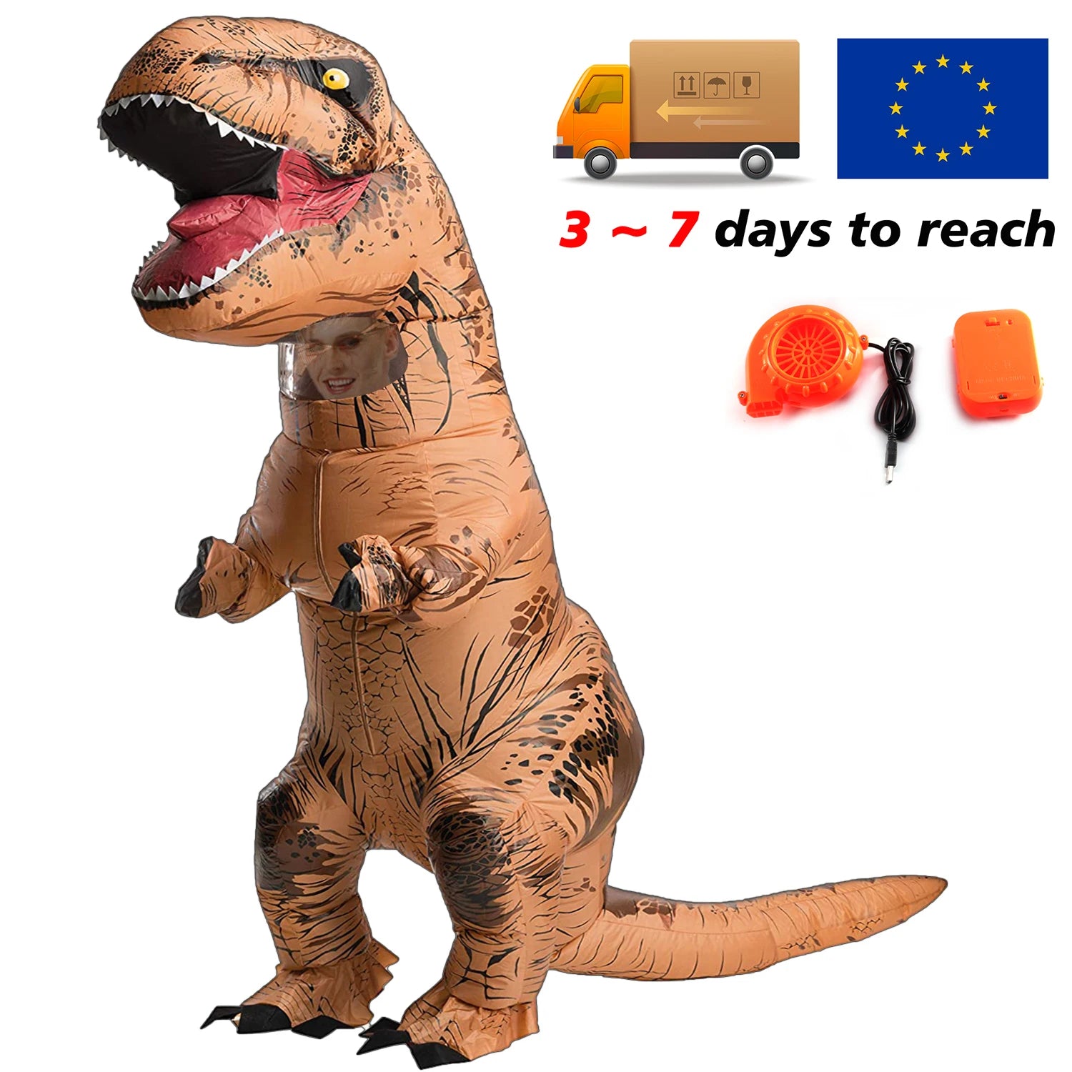 Unisex nafukovací dinosauří kostým na Halloween, cosplay, festival a párty pro dospělé