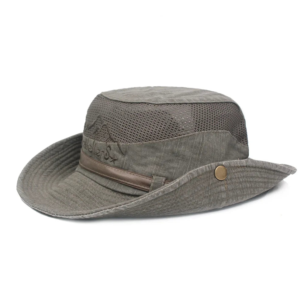 Bucket hat chapeau de soleil unisexe en coton avec maille aérée été