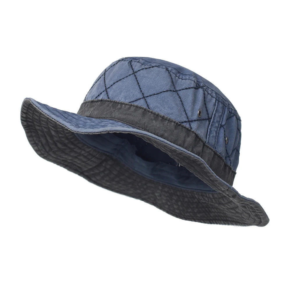 Unisex washed cotton Panama-style bucket sun hat for leisure
