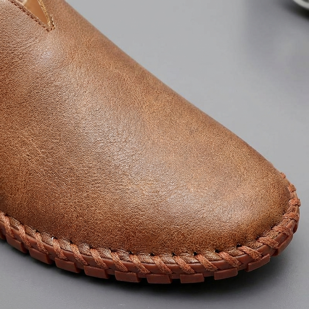 Mocassins Décontractés pour Homme en Cuir Synthétique avec Coutures Artisanales