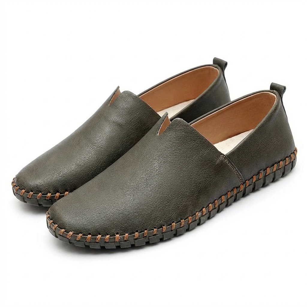 Mocassins Décontractés pour Homme en Cuir Synthétique avec Coutures Artisanales