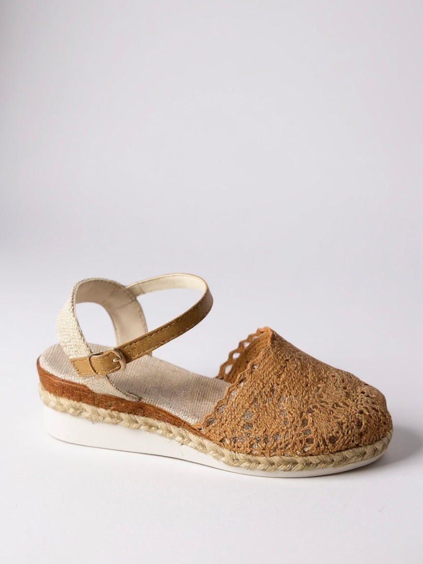 Dámské sandály na klínku - espadrilky s kotníkovým páskem - volný čas